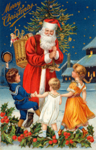 Santa Claus and Children. Public Domain